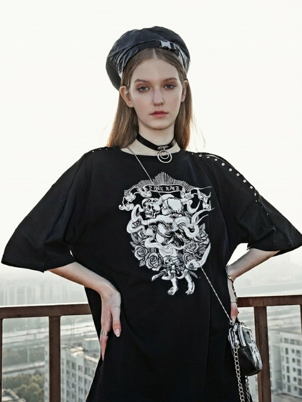 PUNK RAVE cherub print split sleeve tee - Picture 2 of 7